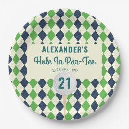 Gat in Par-T-shirt Any Age Golf Mastered Birthday Papieren Bordje