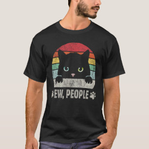 Gat mensen retro kat grappig vintage anti sociaal t-shirt