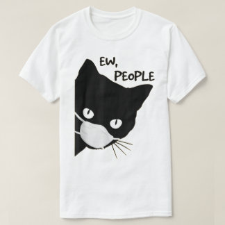 Gat met Zwarte Kat Ontwerp en Mondkapje T-shirt