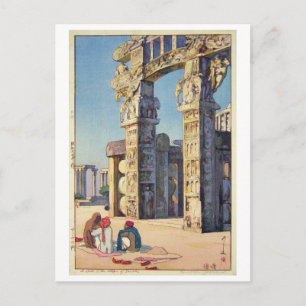 Gate aan de Stupa van Sanchi, Hiroshi Yoshida Briefkaart