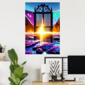 Gate naar het hiernamaals | AI Art Poster (Thuiskantoor)