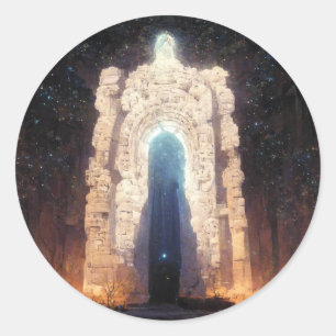 Gate to Eternity Fantasy Sci-Fi Art Ronde Sticker