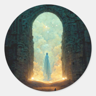 Gate van de goden Fantasy Sci-Fi Art Ronde Sticker