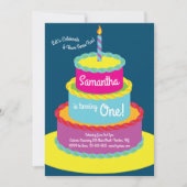 Gâteau 1er Anniversaire Cute Invitations (Devant)