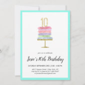 Gâteau Arc-en-Ciel | Invitation pour les 10 ans (Devant)