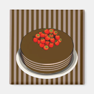 Gâteau au chocolat avec aimant aux fraises
