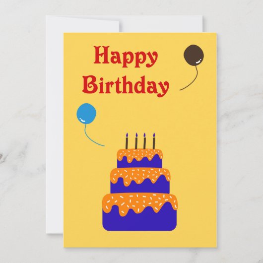 Gâteau avec ballon - Carte Anniversaire (Devant)