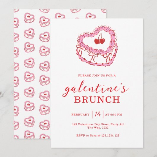 Gâteau Blanc Invitation pour un Brunch de Galentin (Devant / Derrière)