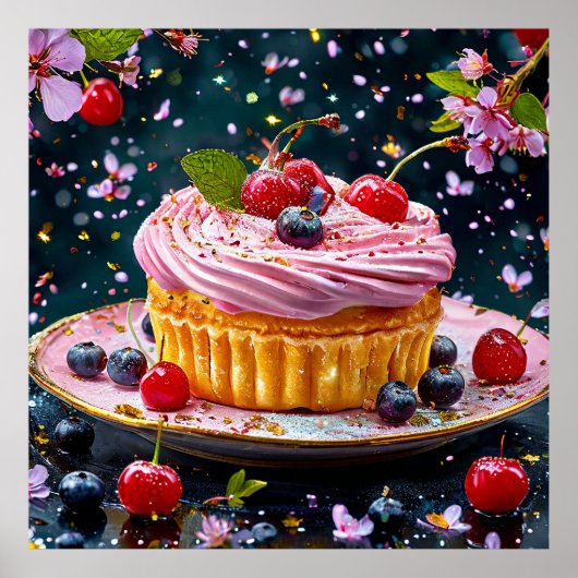 🧁 Gâteau Cupcake avec Glaçage Rose Décoration de (Devant)