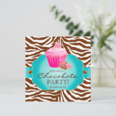 Gâteau Cupcake Chocolat Invitation Rose (Debout devant)