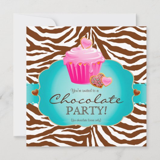 Gâteau Cupcake Chocolat Invitation Rose (Devant)