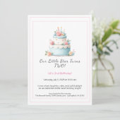 Gâteau d'anniversaire bleu et rouge - Invitation d (Debout devant)