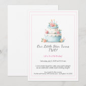 Gâteau d'anniversaire bleu et rouge - Invitation d (Devant / Derrière)
