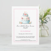 Gâteau d'anniversaire bleu et rouge - Invitation d (Debout devant)