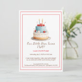 Gâteau d'anniversaire bleu et rouge - Invitation d (Debout devant)
