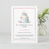 Gâteau d'anniversaire bleu et rouge - Invitation d (Debout devant)