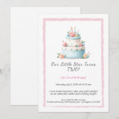 Gâteau d'anniversaire bleu et rouge - Invitation d (Devant / Derrière)