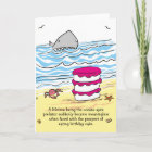 Gâteau d'anniversaire de requin sur carte de plage