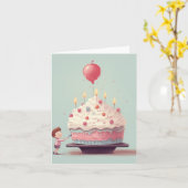Gâteau d'anniversaire, glace, carte d'anniversaire (Fleur jaune)