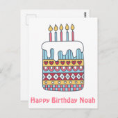 Gâteau d'anniversaire mignon - Carte d'anniversair (Devant / Derrière)