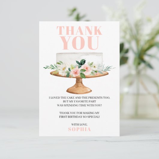 Gâteau d'anniversaire moderne Carte de remerciemen (Debout devant)