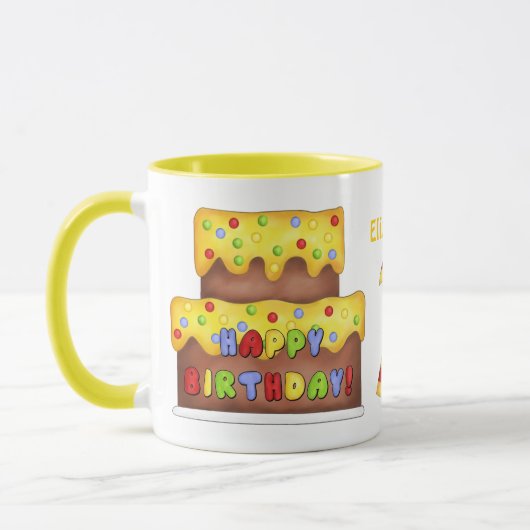 Gâteau d'anniversaire Nom personnalisé Mug (Gauche)