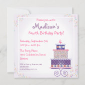 Gâteau d'anniversaire sucré Invitation à la fête d (Dos)