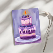 Gâteau d'anniversaire violet | Carte d'anniversair
