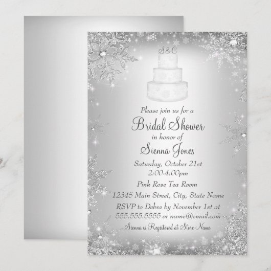 Gâteau de Mariage Monogrammé Invitation de Fête de (Devant / Derrière)