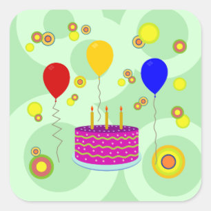 gâteau de partie et autocollant de ballons
