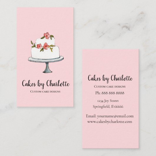 Gâteau mariage avec Carte de visite arrière - plan (Devant / Derrière)