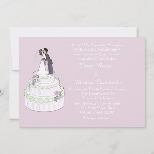 Gâteau mariage horizontal 5x7 Faire-part de mariag (Devant)