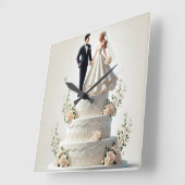 Gâteau mariage romantique Horloge murale (Angle)