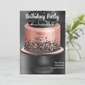 GÂTEAU NOIR D'OR rose INVITATION ANNIVERSAIRE (Debout devant)