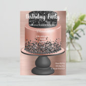 GÂTEAU NOIR D'OR rose INVITATION D'ANNIVERSAIRE 2 (Debout devant)