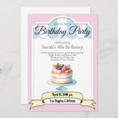 gâteau pastel couleur, invitation à la fête d'anni (Devant / Derrière)
