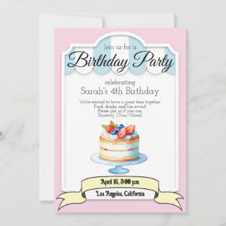 gâteau pastel couleur, invitation à la fête d'anni