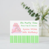 Gâteau rose au ruban Invitation d'anniversaire (Debout devant)