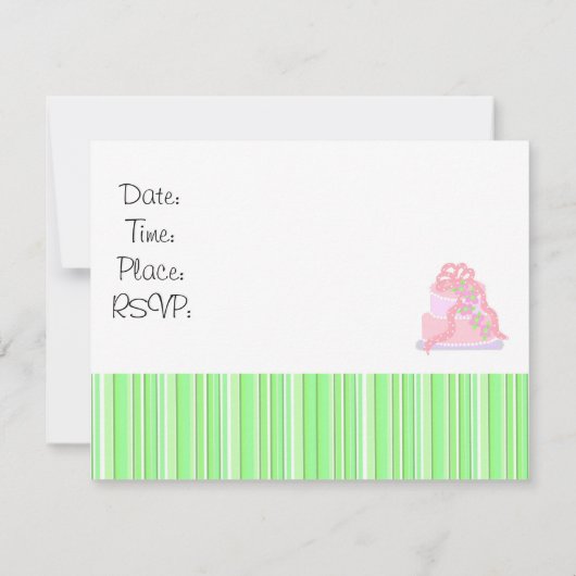 Gâteau rose au ruban Invitation d'anniversaire (Dos)