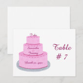 Gâteau rose avec coeur Mariage Numéro de table (Devant / Derrière)
