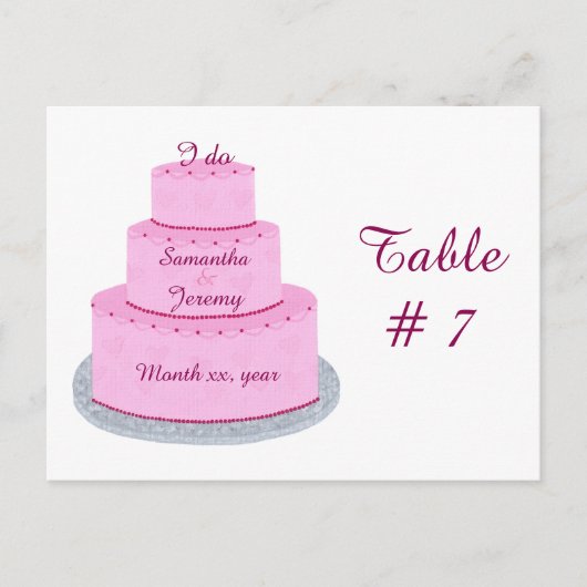 Gâteau rose avec coeur Mariage Numéro de table (Devant)