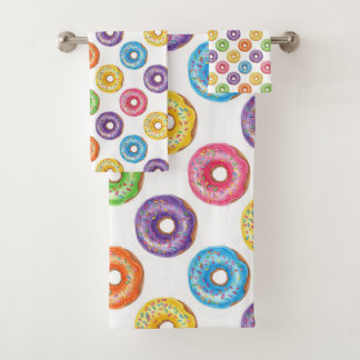 Gâteaux en forme de donut colorés aquarelle avec p