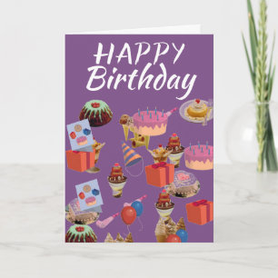 Gâteaux et carte d'anniversaire de glaces