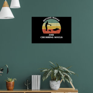 Gaten Raken Zielsverpletterend Funny Retro Cornhol Poster