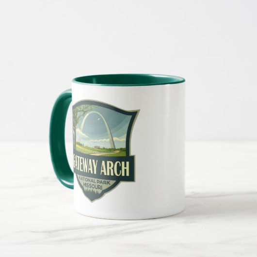 Gateway Arch National Park Illustratie Retro Art Mok (Voorkant links)