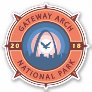 Gateway Arch National Park Retro Compass Embleem Sticker