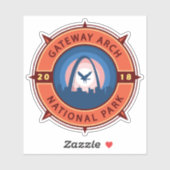 Gateway Arch National Park Retro Compass Embleem Sticker (Vel)