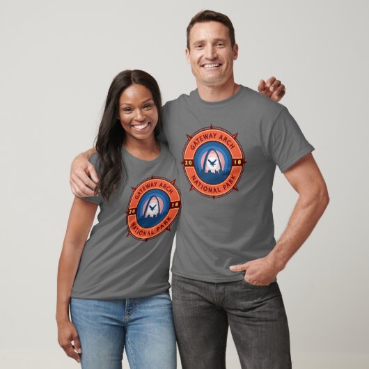 Gateway Arch National Park Retro Compass Embleem T-shirt (Unisex)