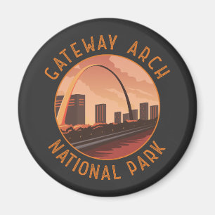 Gateway Arch National Park Retro Noodcirkel Magneet
