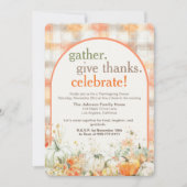 Gather Together Gingham Thanksgiving Invitation Kaart (Voorkant)